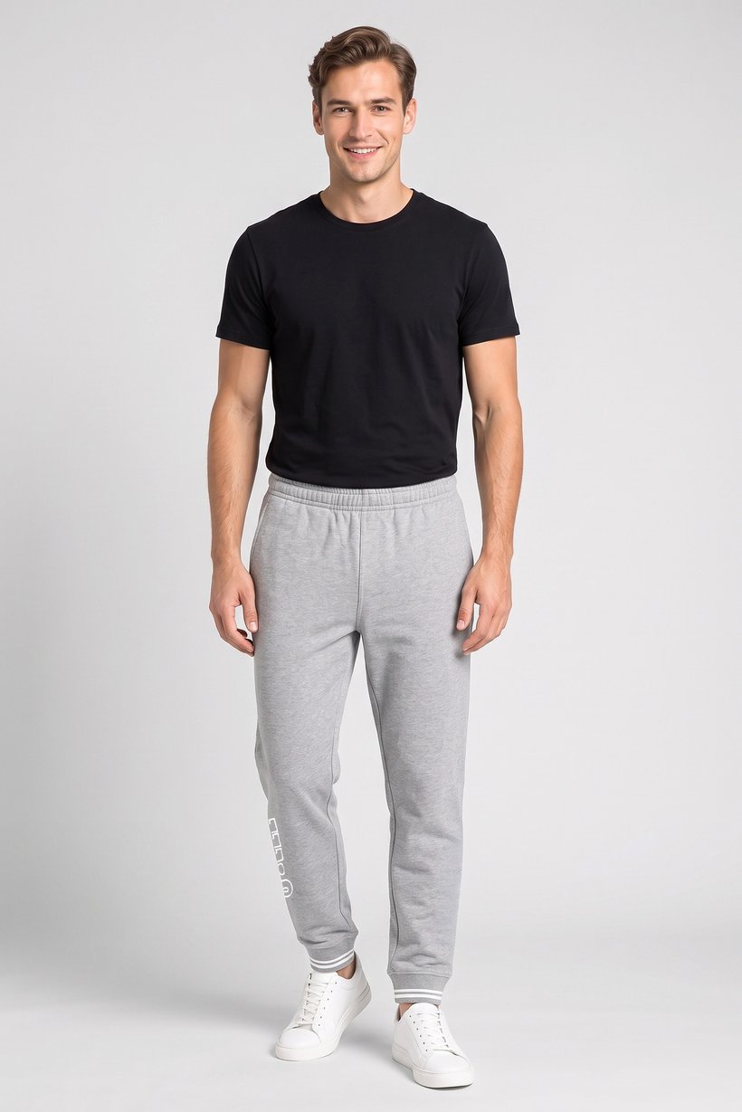 Men Regular Fit Embroidered Logo Jogger Pants, Grey