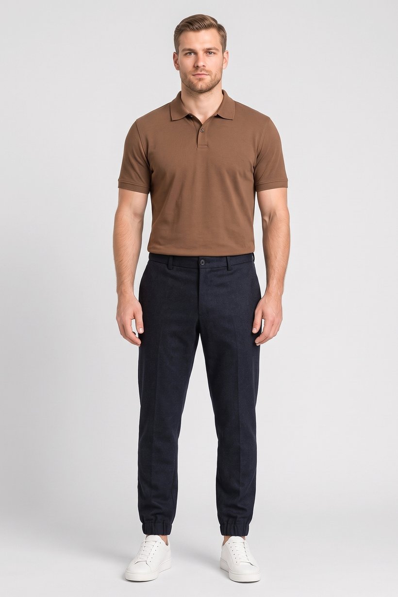 Men Regular Fit Textured Jogger Pants, Dark Navy