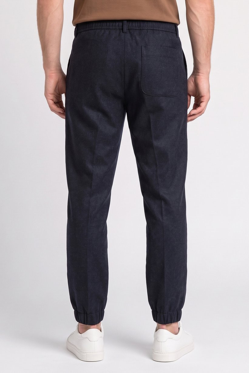 Men Regular Fit Textured Jogger Pants, Dark Navy