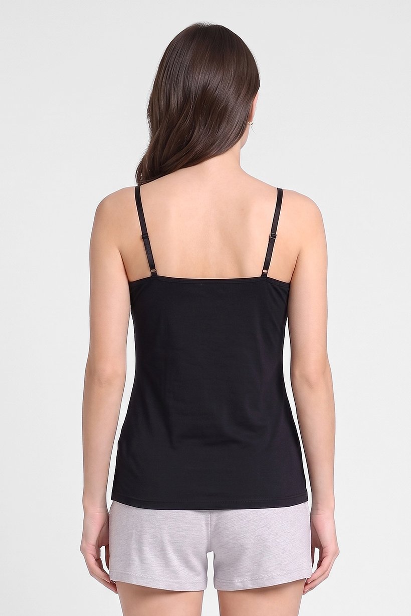 Women 2 Pcs Solid Sleepwear Lace Tank Top, Multicolor