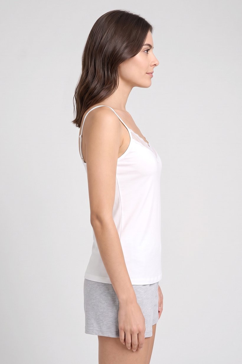 Women 2 Piece Solid Sleepwear Lace Tank Top, Multicolor