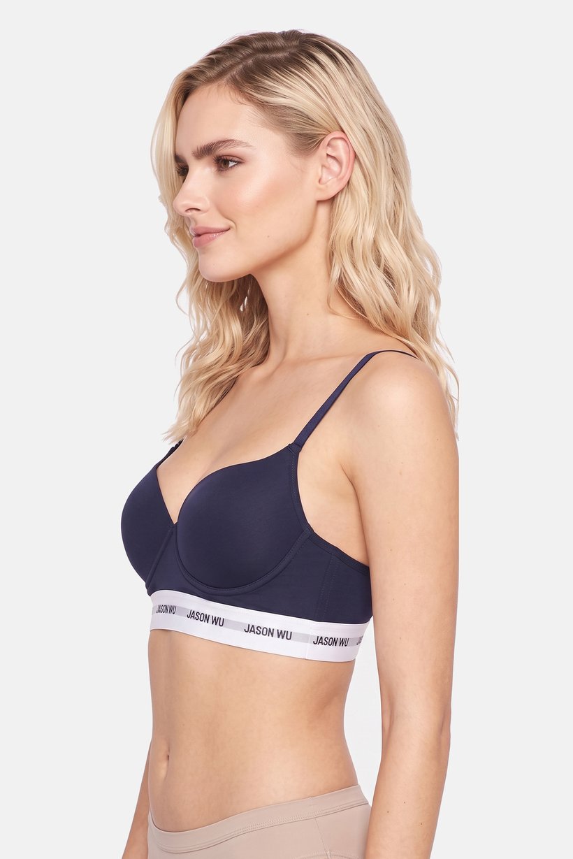 Women Brand Logo Padded Bra, Navy