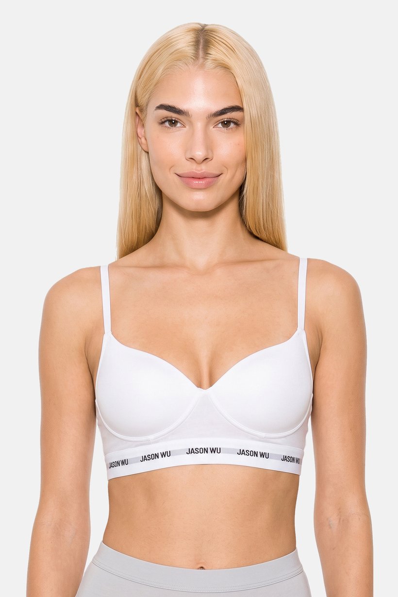 Women Brand Logo Padded Bra, White