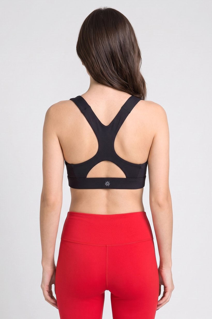 Women Sportswear Fit Plain Training Sports Bra, Black