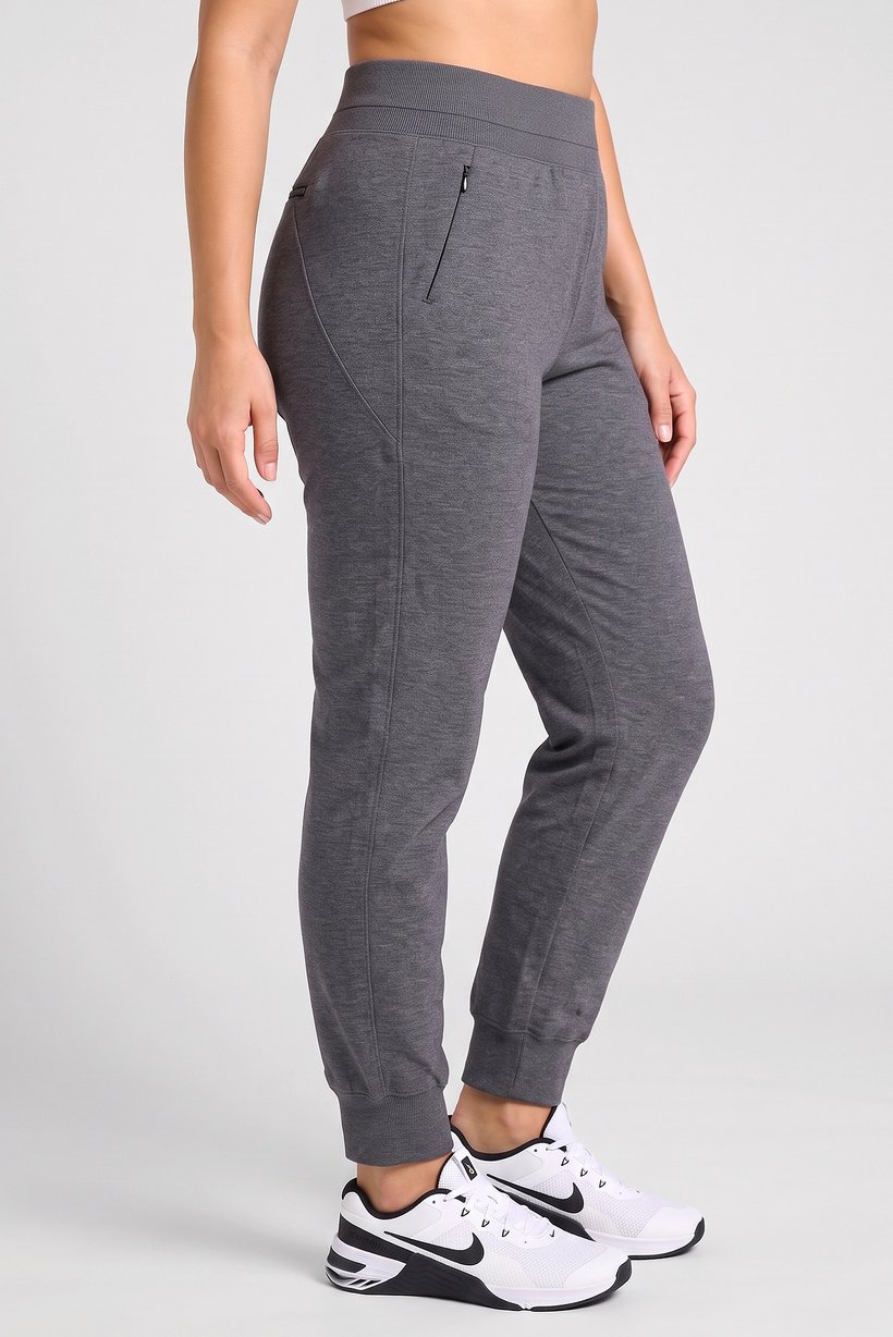 Women Plus Size Heather Training Jogger Pants, Dark Grey
