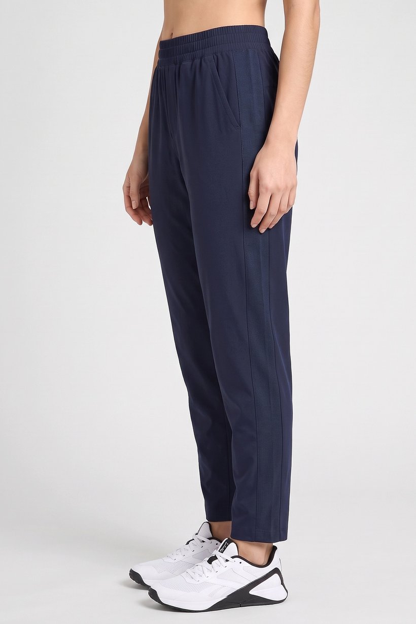 Women Regular Fit Solid Outdoor Track Pants, Navy Blue