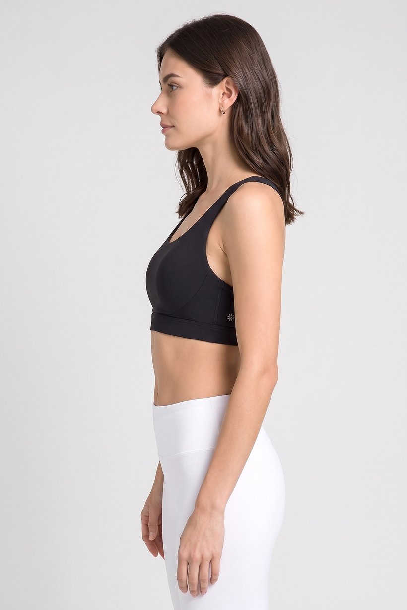 Women Sportswear Fit Plain Training Sports Bra, Black