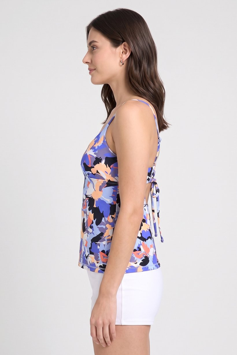 Women Floral Print Sleeveless Swimwear Top, Multicolor