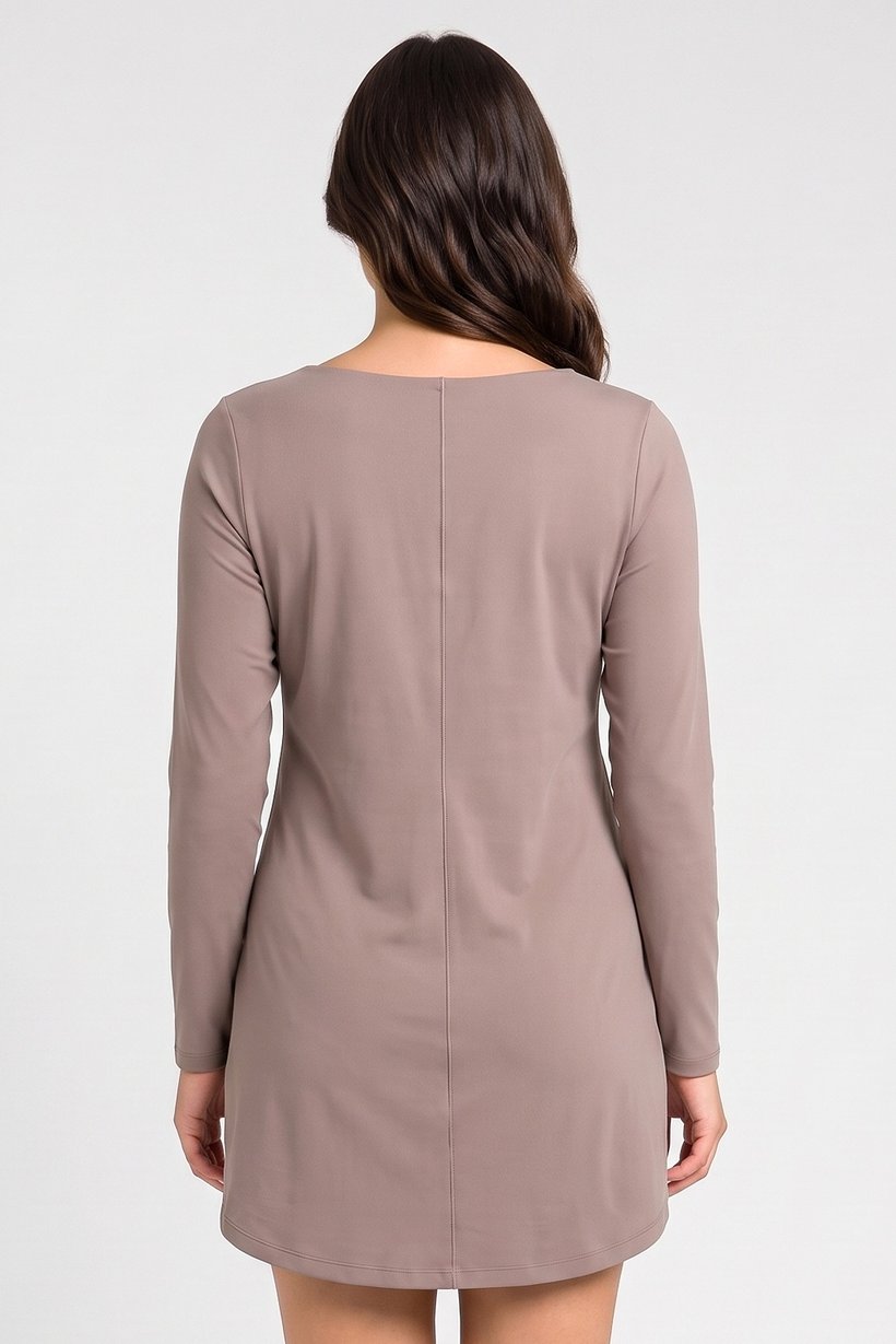 Women 2 And 1 Sportswear Fit Long Sleeve Outdoor Dress, Taupe