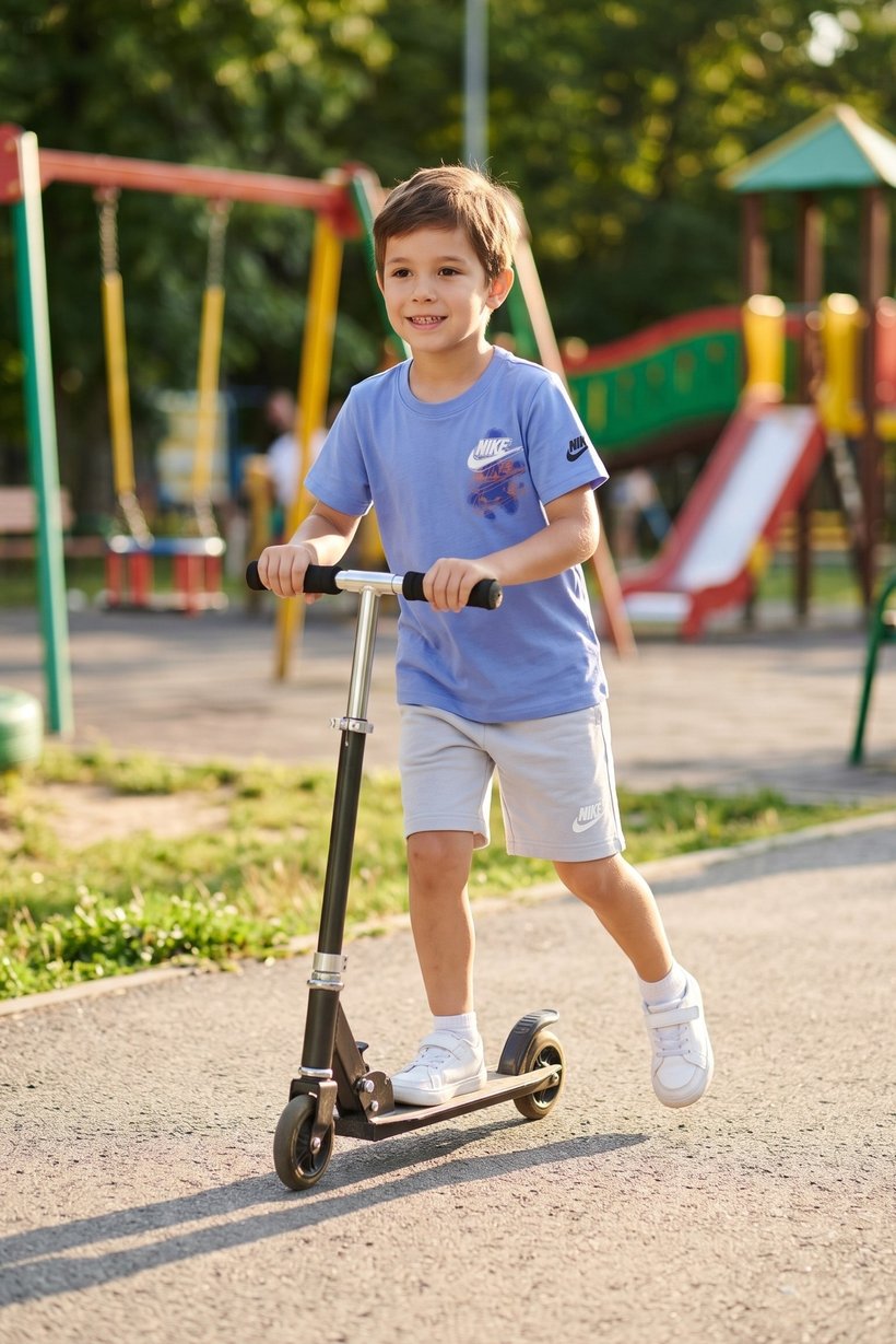 Kids Boy Sportswear Fit Short Sleeve Outdoor T-Shirt, Blue