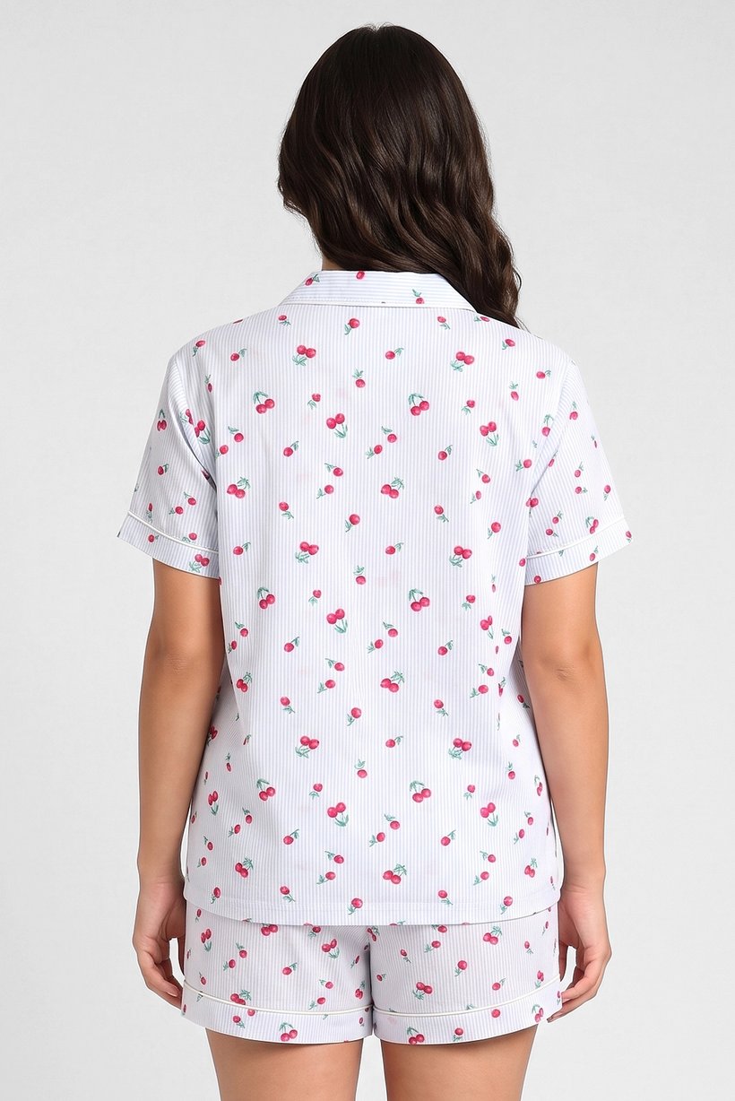 Women 2 Pieces Allover Print  Shirt And Shorts Pyjama Set, Multicolor