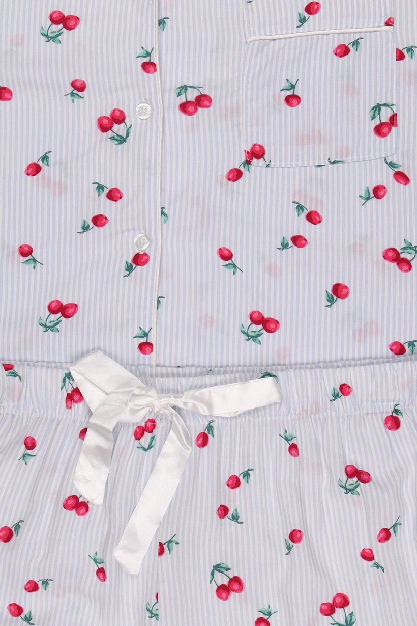 Women 2 Pieces Allover Print Short Sleeve Shirt With Pants Sleepwear Set, Multicolor