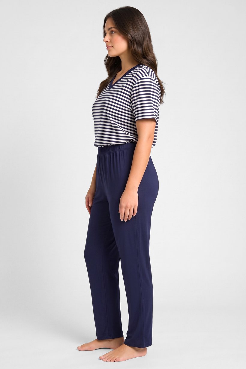 Women 2 Pieces Stripe Top And Bottom Pyjama Set, Multicolor