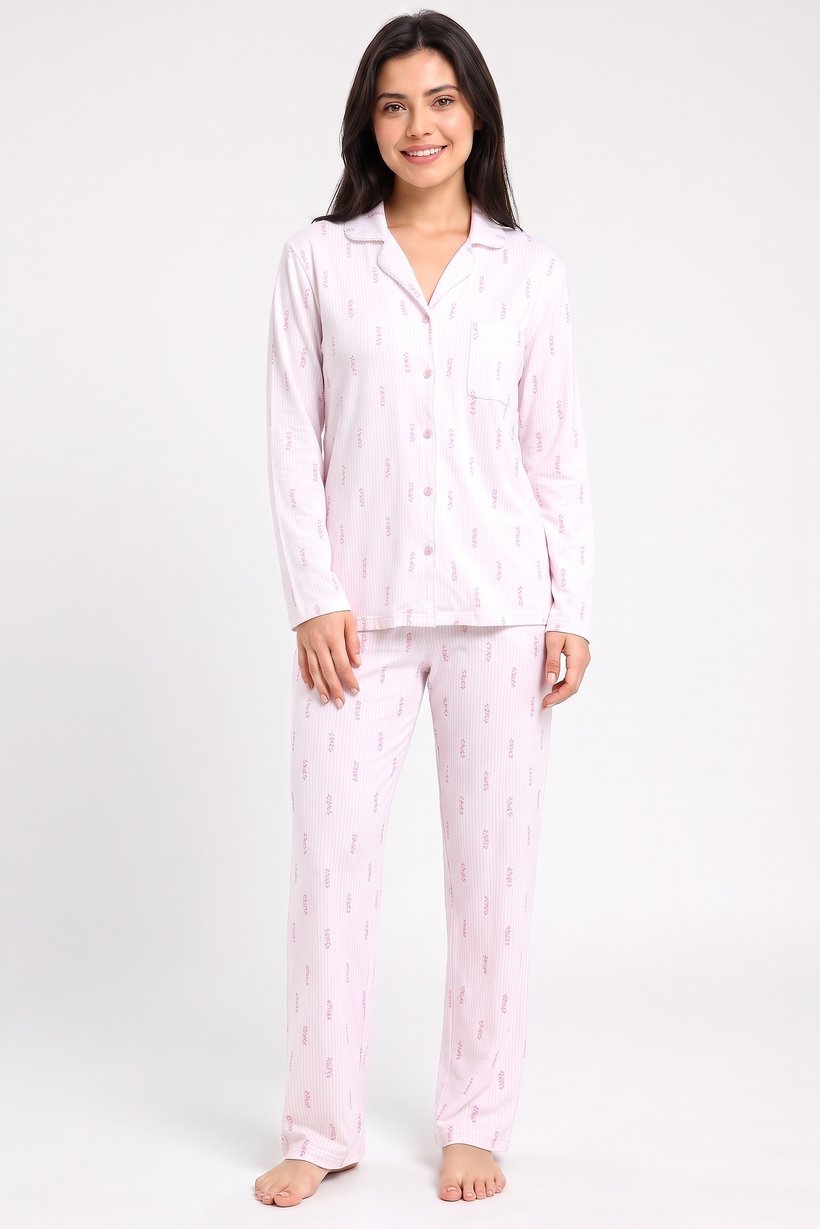Women 2 Pcs Floral Print Long Sleeve Pyjama Top And Pants Set, Multicolor
