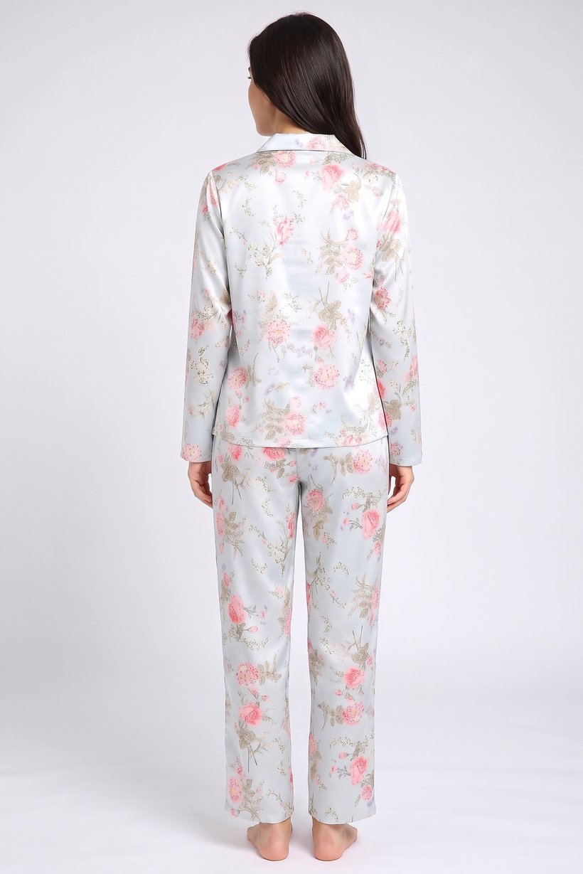 Women 2 Pcs Floral Print Long Sleeve Shirt And Bottom Pyjama Set, Multicolor