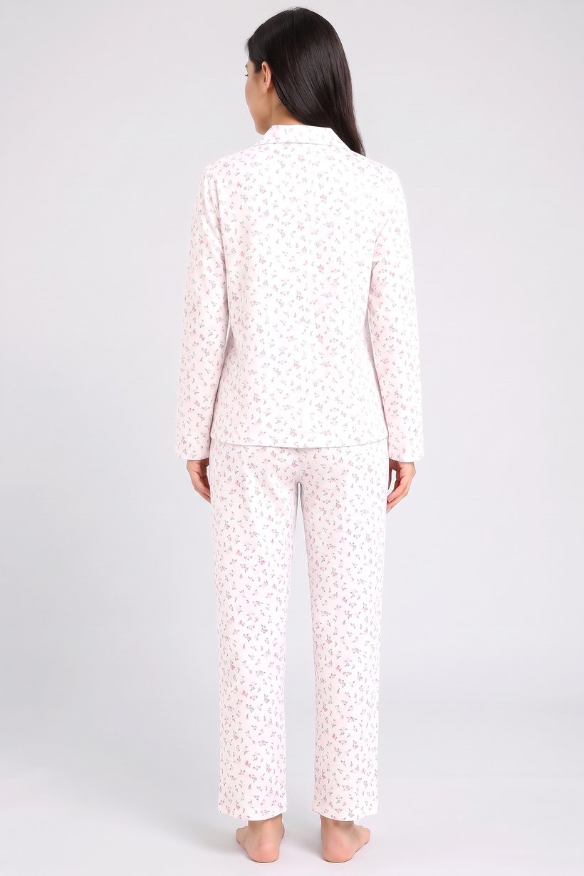Women 2 Pcs Floral Print Long Sleeve Pyjama Top And Pants Set, Multicolor