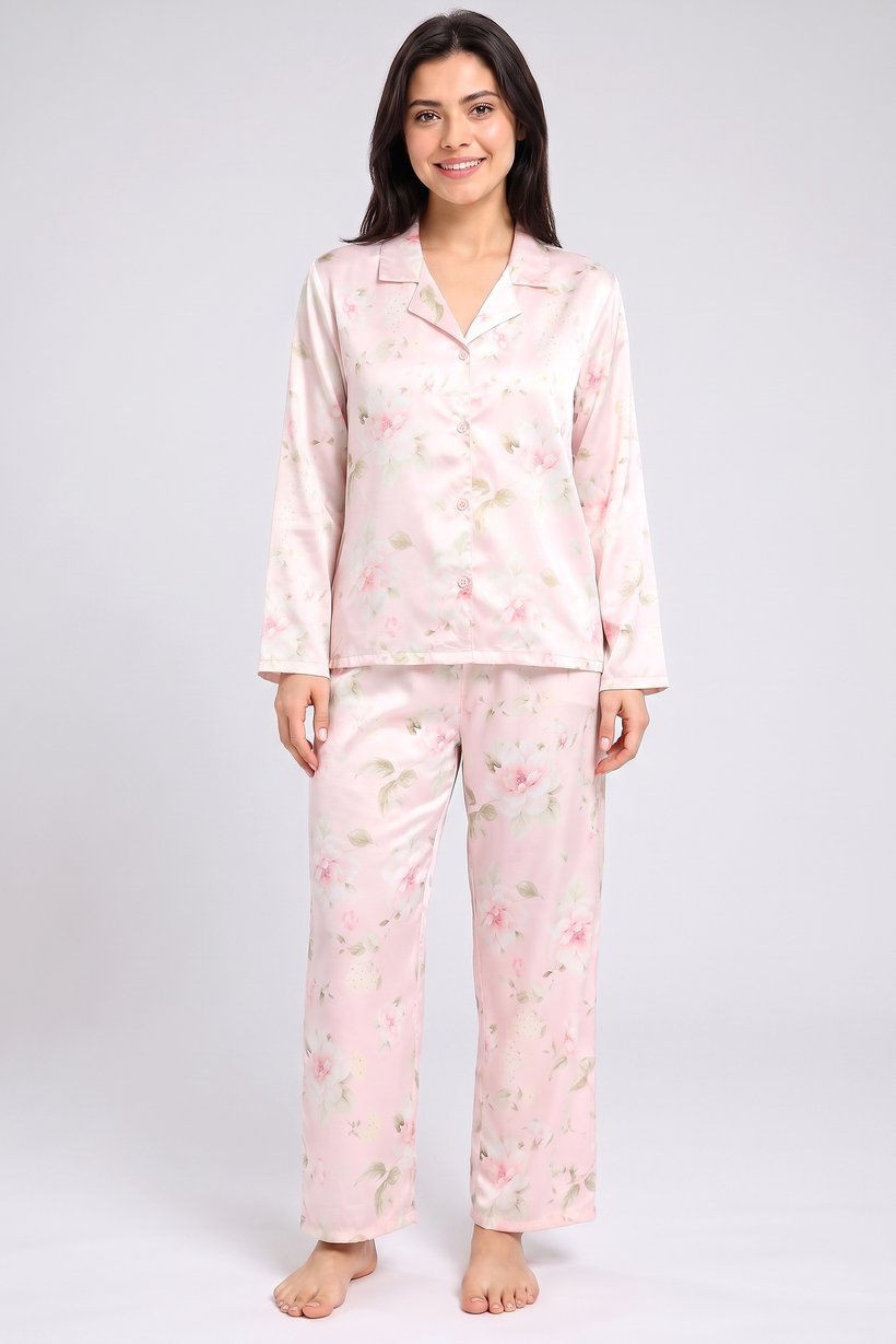 Women 2 Pieces Floral Print Long Sleeve Top And Pants Pyjama Set, Multicolor