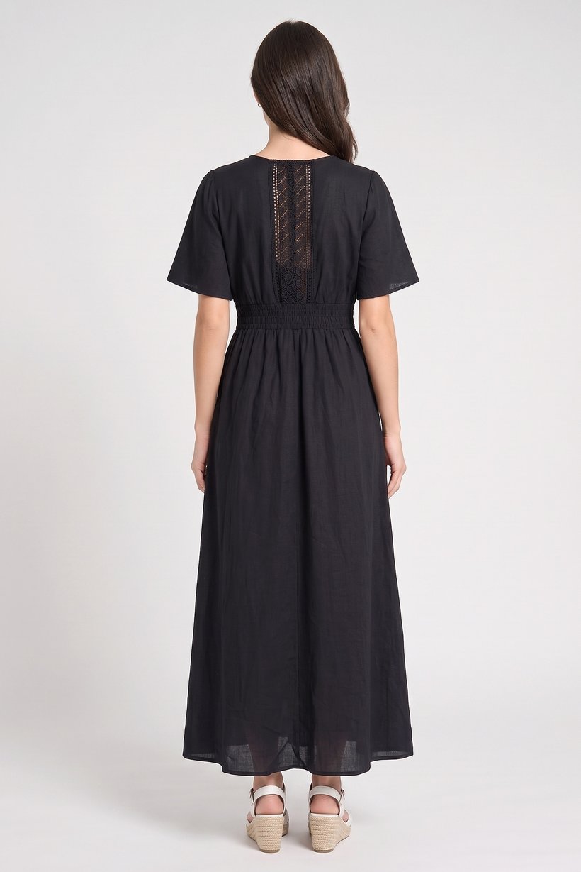 Women Plain Maxi Dress, Black