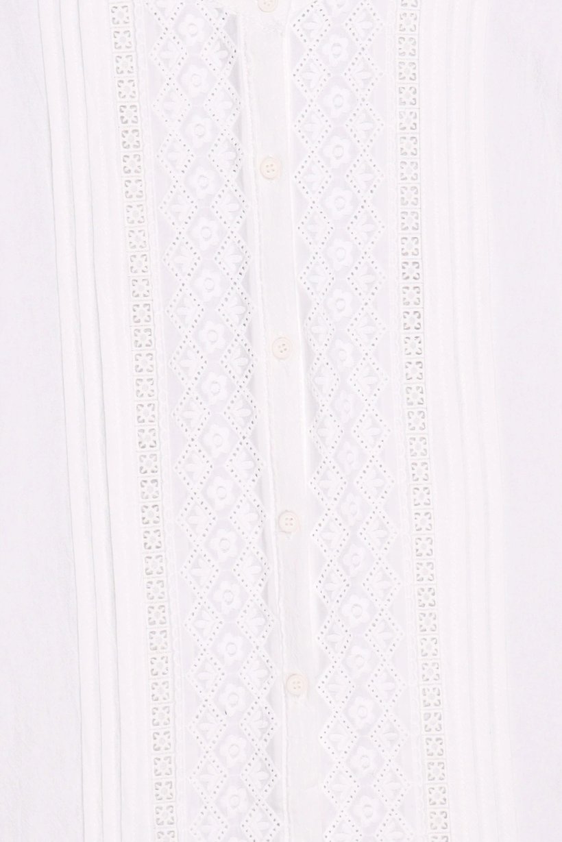 Women Crew Neck Embroidered Long Sleeve Shirt, White