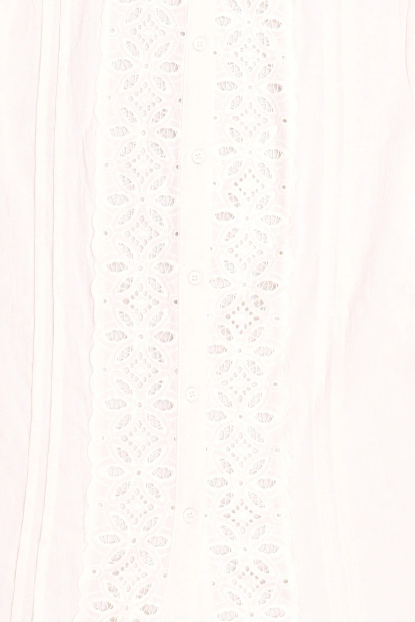 Women Ruffle Collar Long Sleeves Embroidered Blouse, Off White