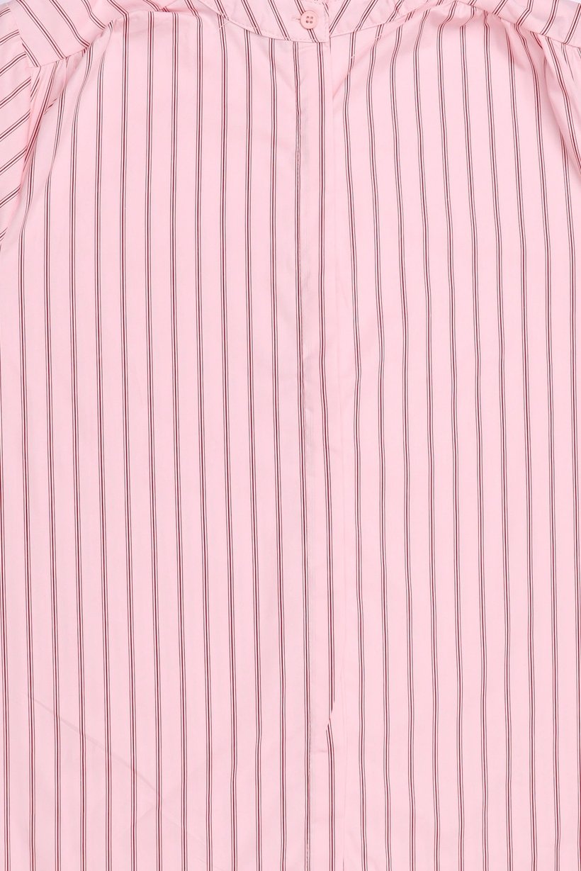Women High Neck Long Sleeve Stripe Shirt, Pink