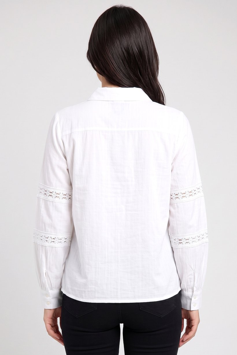 Women Regular Fit Long Sleeve Textured Shirt, White