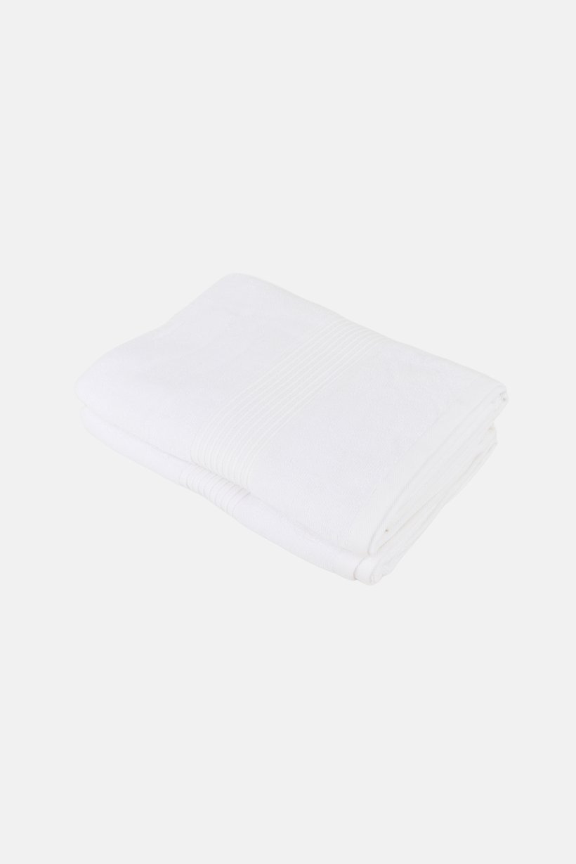 2 Pieces Textured Bath Towel, White