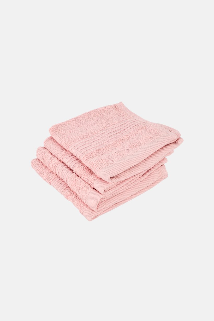 4 Pcs Face Towels, Pink