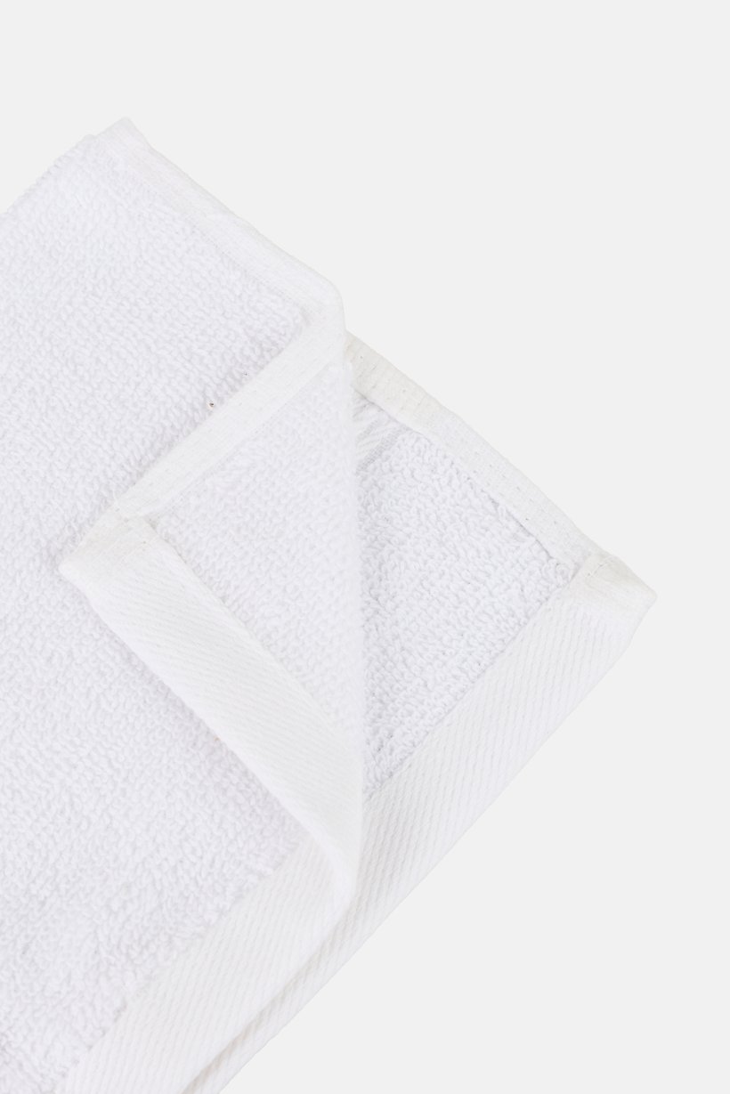 4 Pieces Textured Face Towel Set, White