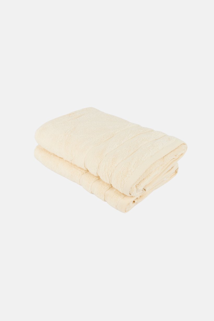 2 Pieces Textured Bath Towel, Beige