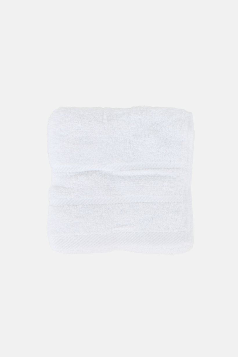 4 Pieces Textured Face Towel Set, White