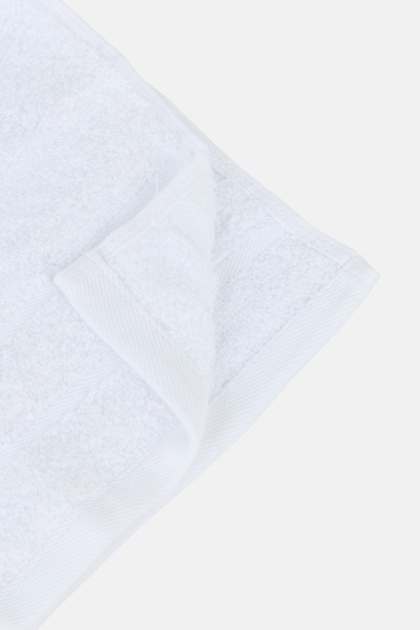 4 Pieces Textured Face Towel Set, White