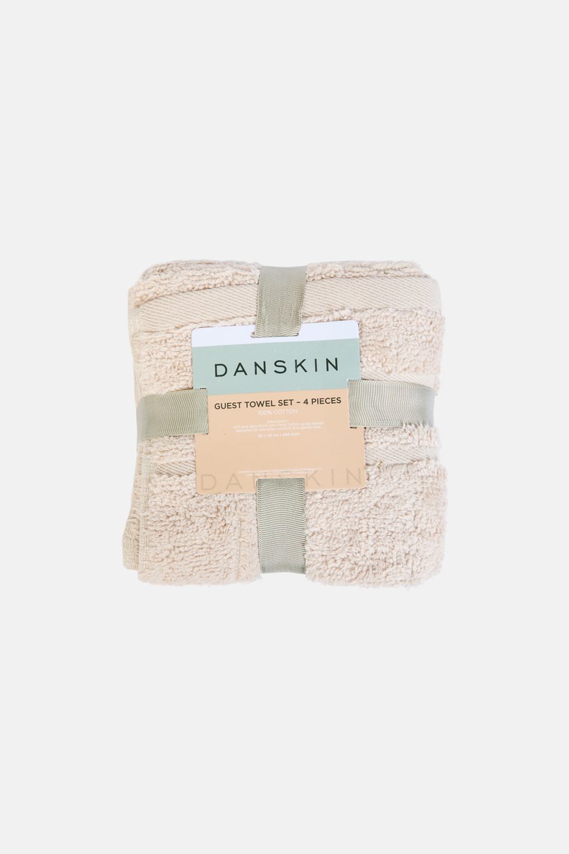 4 Pieces Textured Hand Towel, Beige
