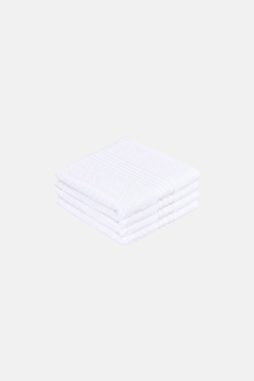 4 Pieces Textured Face Towel Set, White