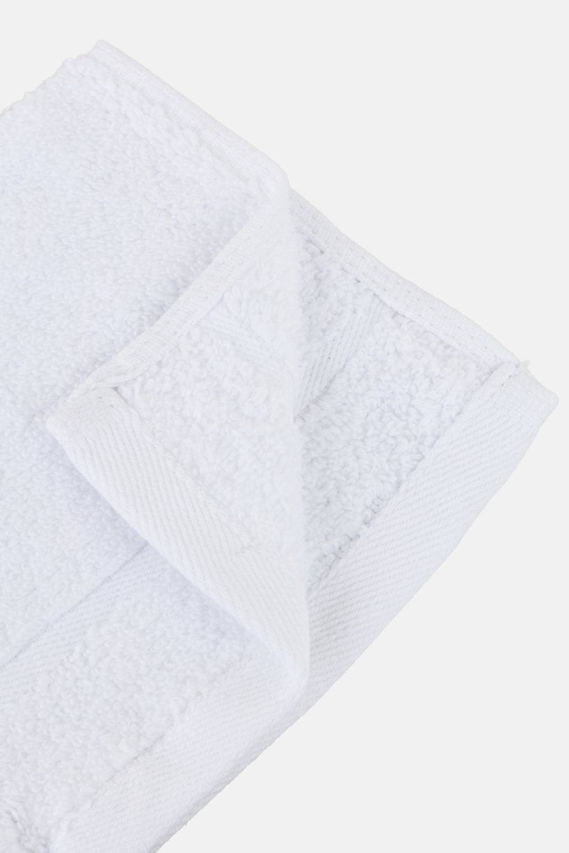 4 Pieces Textured Face Towel Set, White