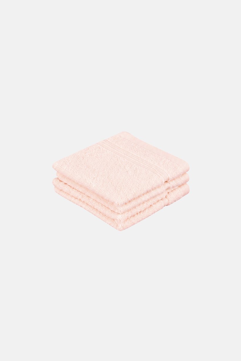 4 Pieces Textured Face Towel Set, Light Pink
