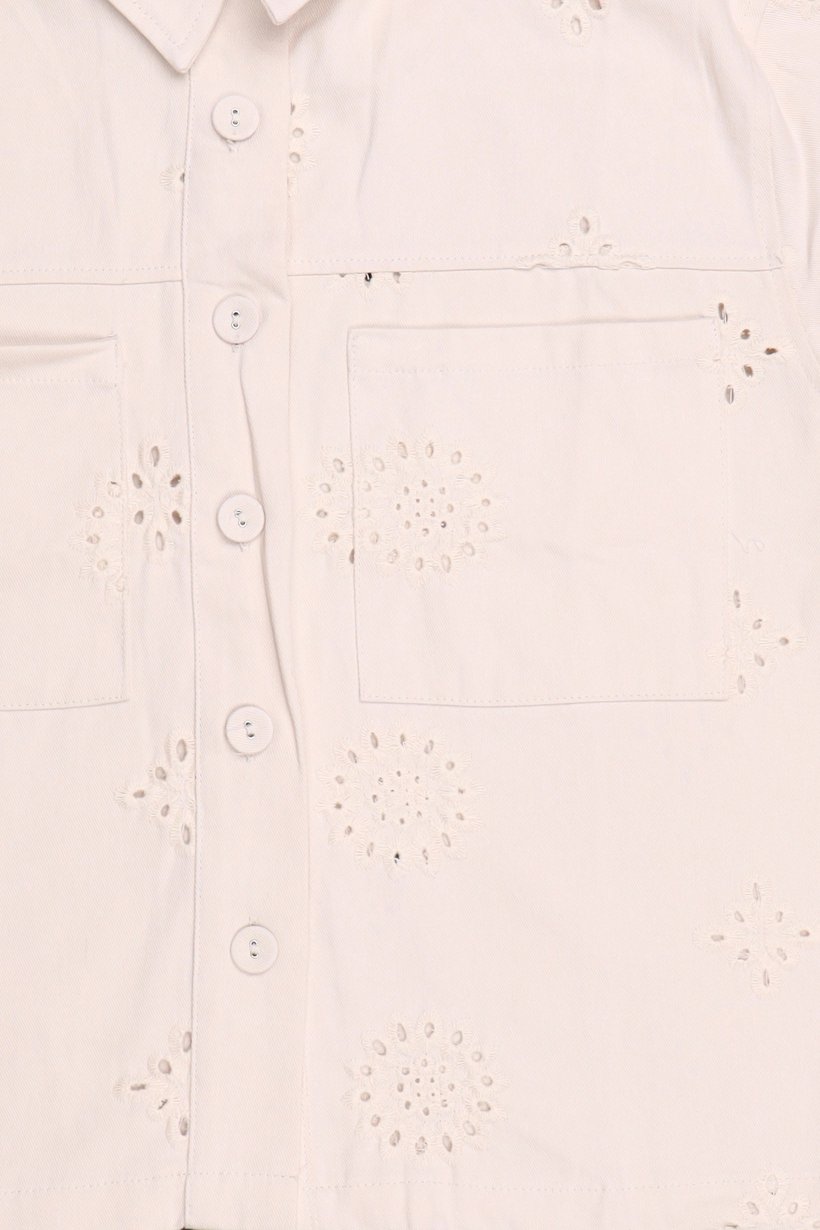 Women Embroidered Denim Jacket, Beige