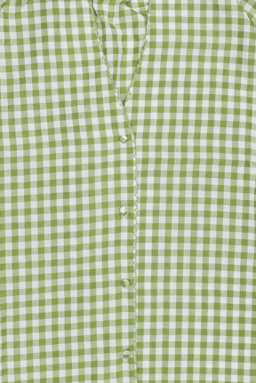 Women V-Neck Long Sleeve Gingham Print Blouse, Multicolor