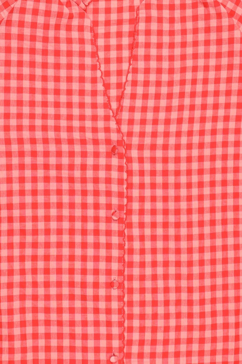 Women V-Neck Long Sleeve Plaid Shirt, Multicolor