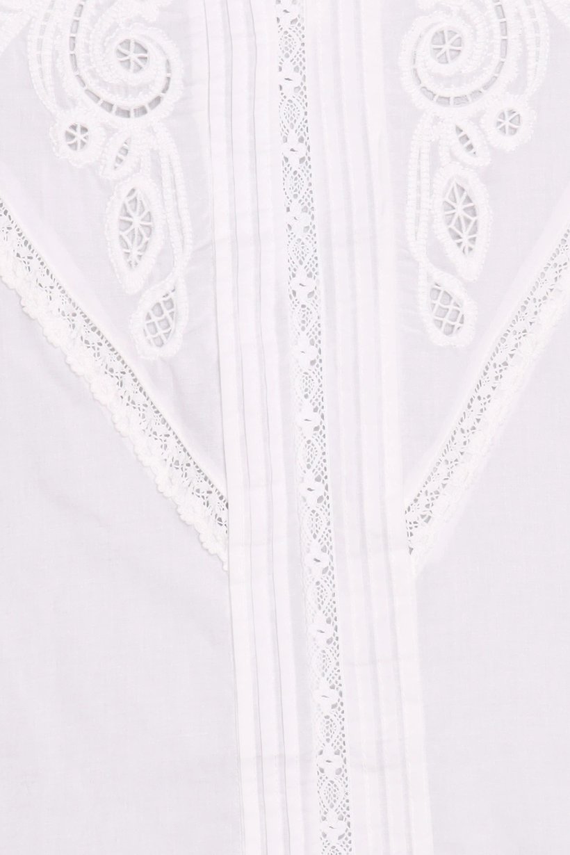 Women Round Neck Short Sleeve Embroidered Top, White