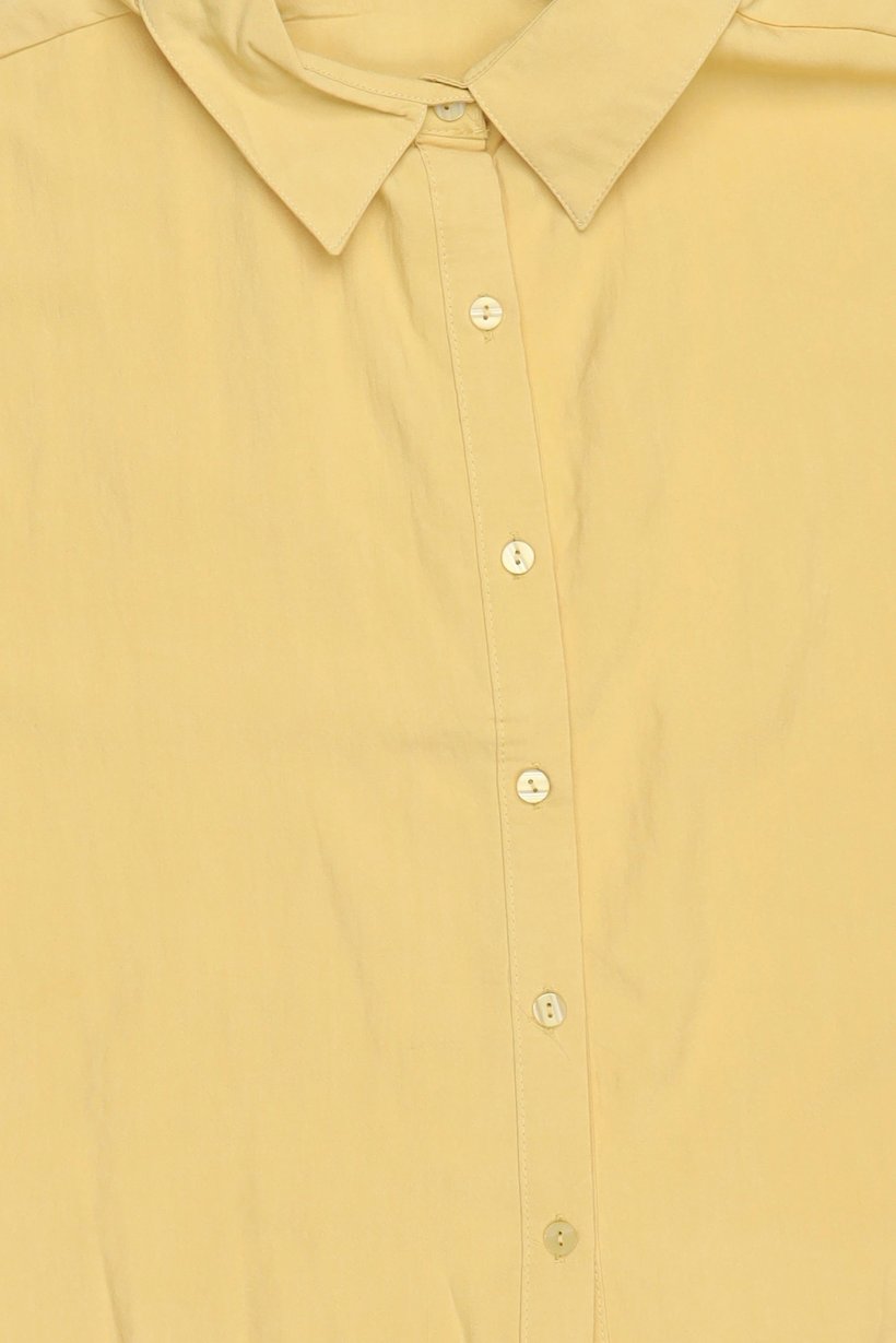 Women Spread Collar Short Sleeve Embroidered Blouse, Yellow