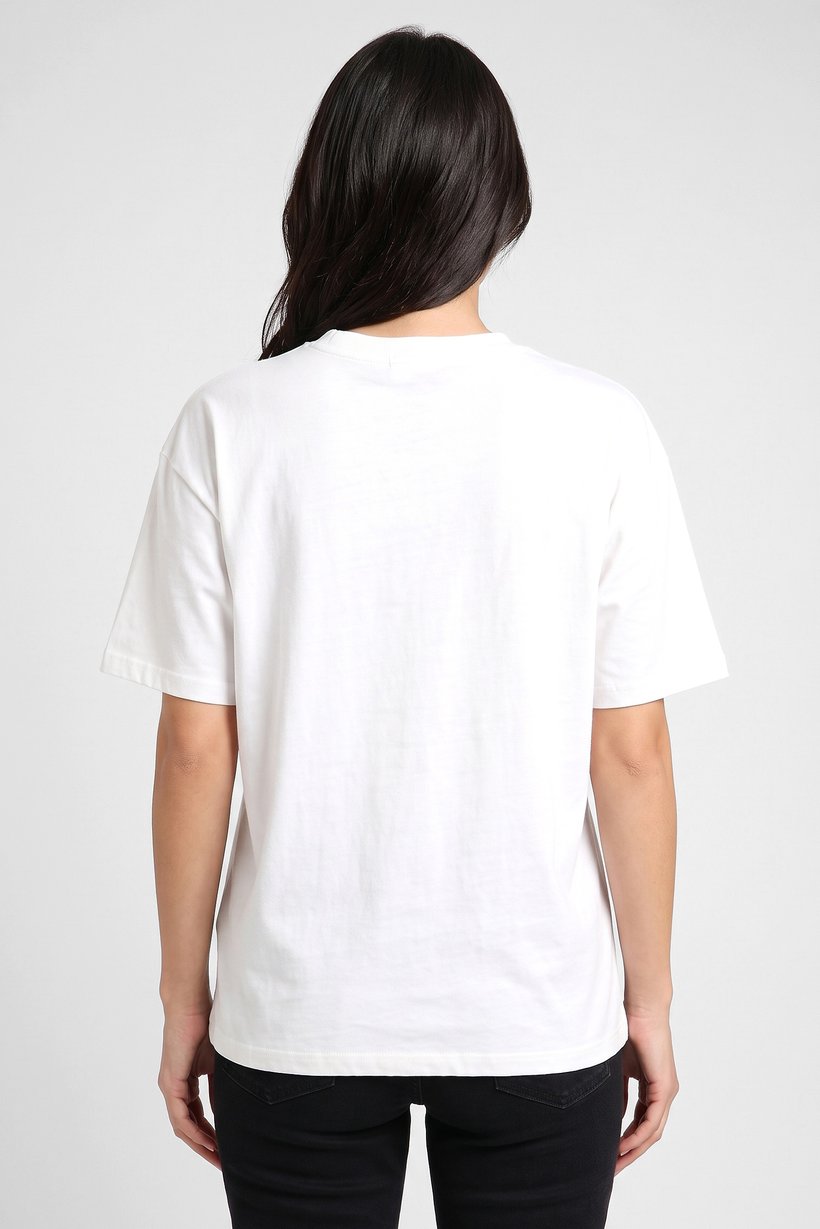 Women Crew Neck Short Sleeve Graphic Print T-Shirt, White