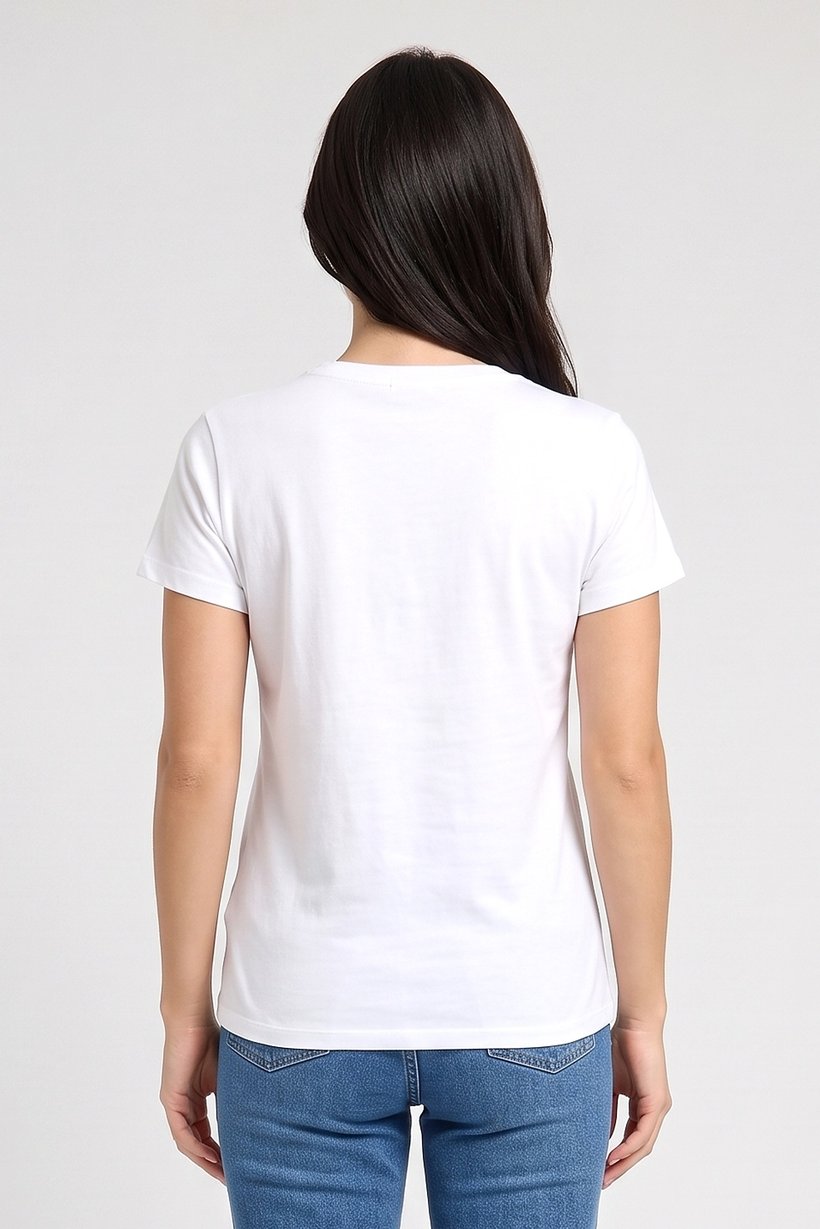 Women Crew Neck Short Sleeve Graphic Print T-Shirt, White