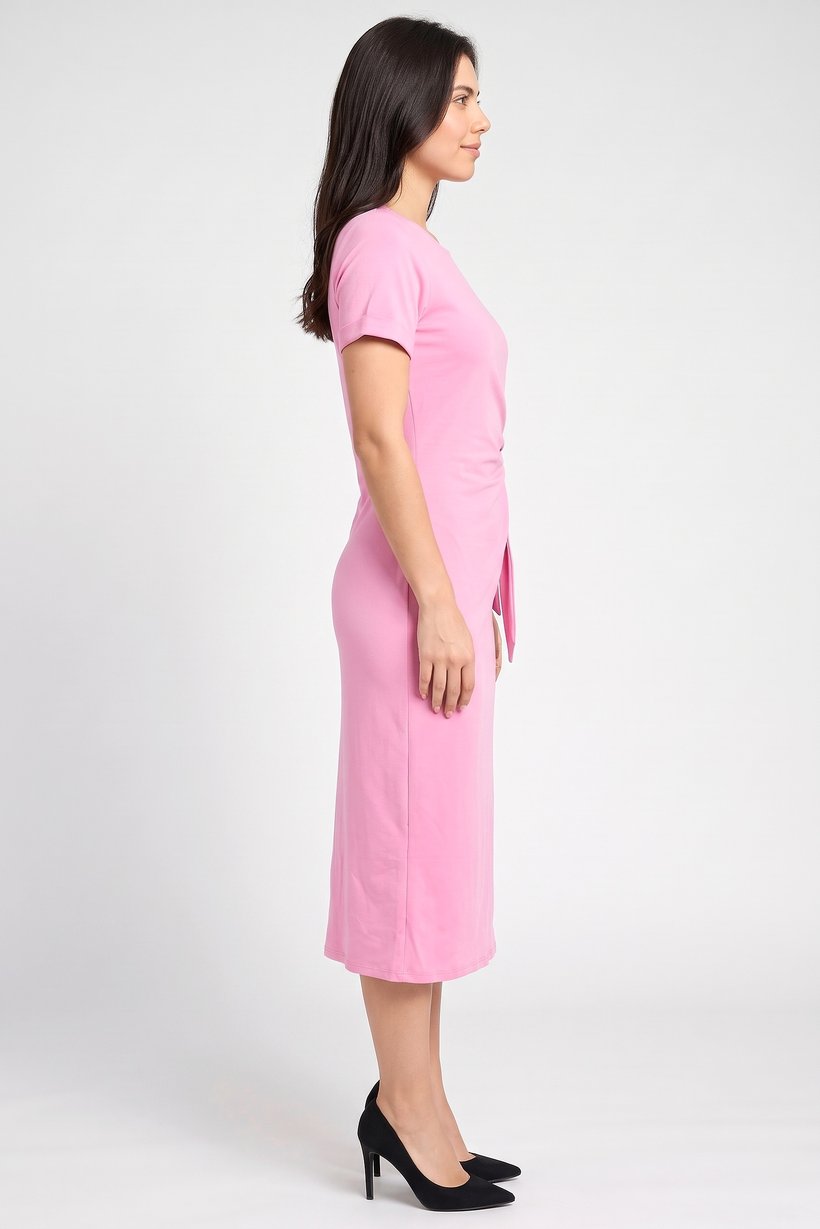 Women Solid Midi Dress, Pink