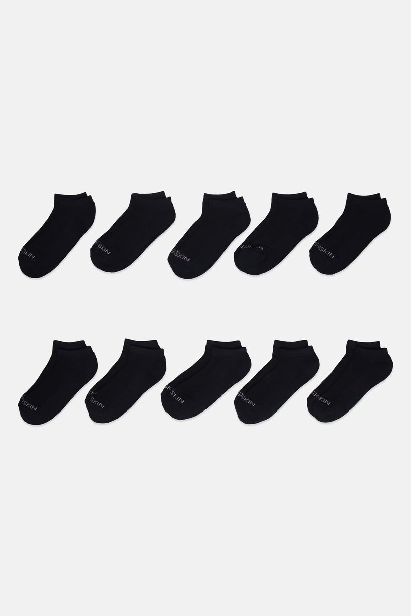 Women 10 Pairs Brand Logo No Show Socks, Midnight Navy