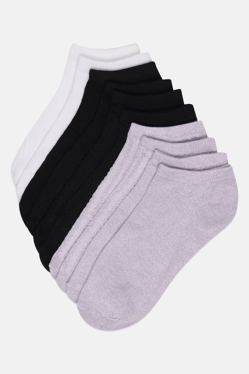Women 10 Pairs Plain Quarter Socks, Multicolor