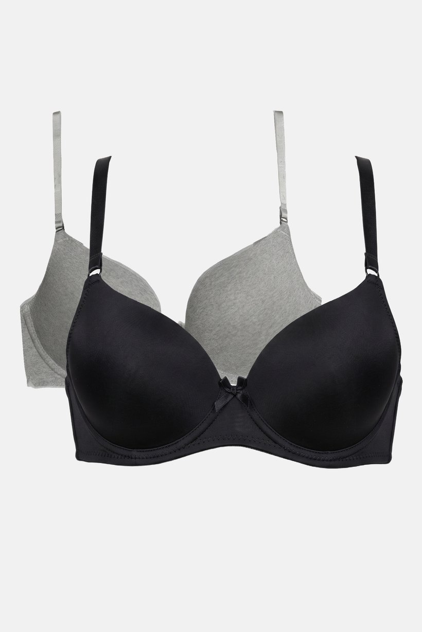 Women 2 Pcs Lightly Padded Heather Underwired Bra, Multicolor