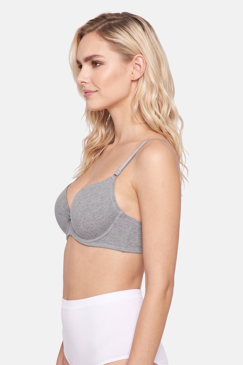 Women 2 Pcs Lightly Padded Heather Underwired Bra, Multicolor
