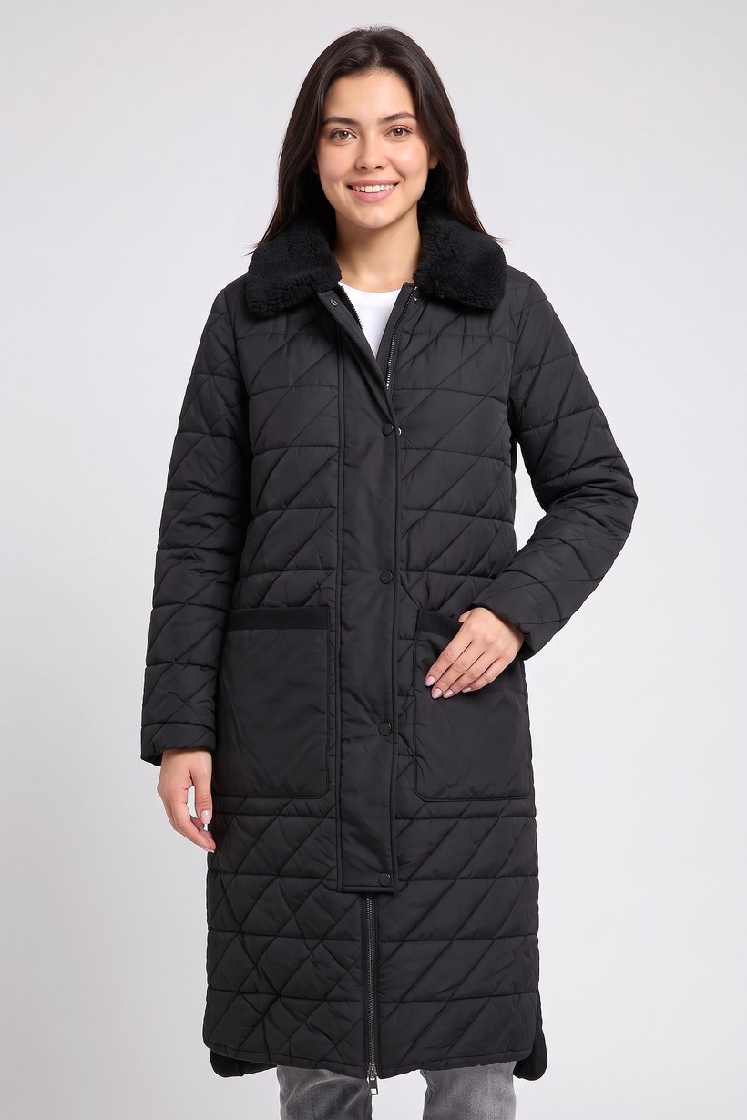 Women Quilted Puffer Jacket, Black