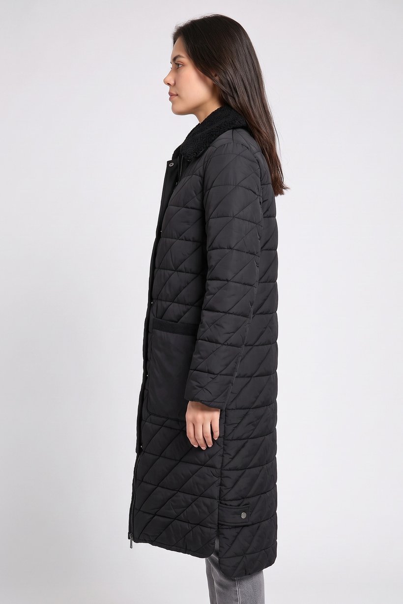 Women Quilted Puffer Jacket, Black